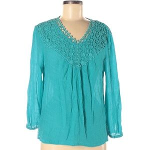 Indigo Soul - Boho ¾ sleeve crochet top blouse
